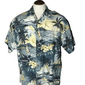 Tommy Bahama Paradise Nation Shirt Sailboats Orchids Rayon Material sz Large